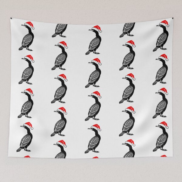 Item preview, Cormorant with Christmas Hat Silhouette designed and sold by JollyCritters.