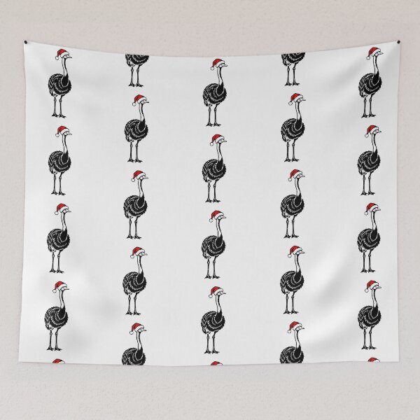 Item preview, Ostrich with Christmas Hat Silhouette designed and sold by JollyCritters.