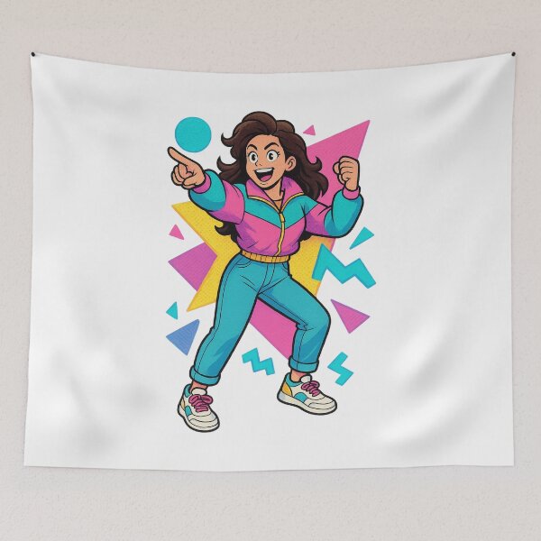 Item preview, Rad 90s Vibes – Energetic Retro Girl Poster designed and sold by Vectorfever.