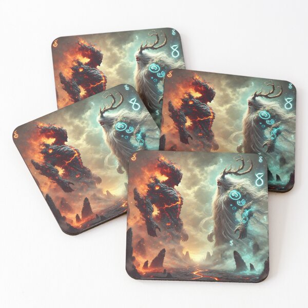 Item preview, "Freyr vs. Surtr – The Final Battle of Fire and Life | Ragnarok Norse Myth Art" designed and sold by Umbra666.