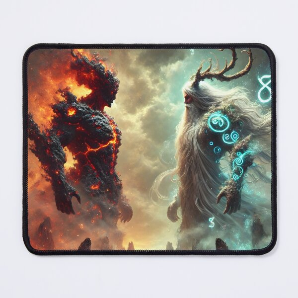 Item preview, "Freyr vs. Surtr – The Final Battle of Fire and Life | Ragnarok Norse Myth Art" designed and sold by Umbra666.