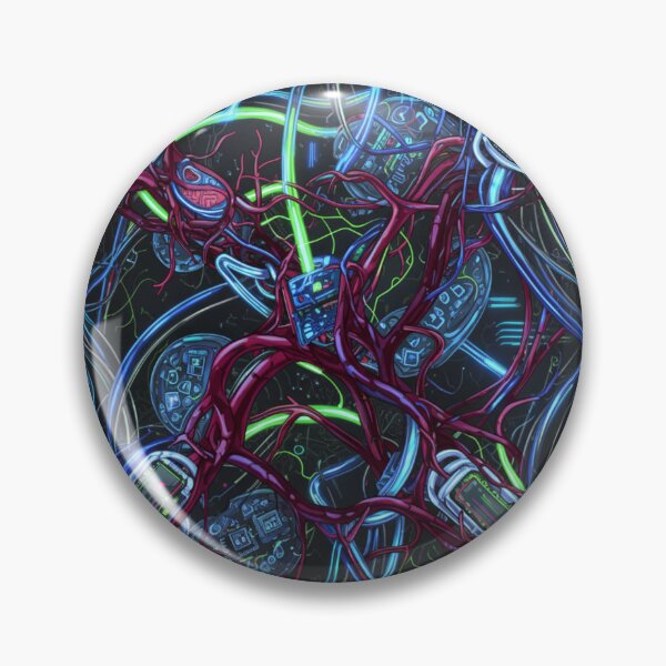 Item preview, Bio-Cybernetic Fabric | Pattern of Neural Microchips and Neon Blood Vessels | Dark Science Fiction and Futuristic Technology designed and sold by DibuHumor.