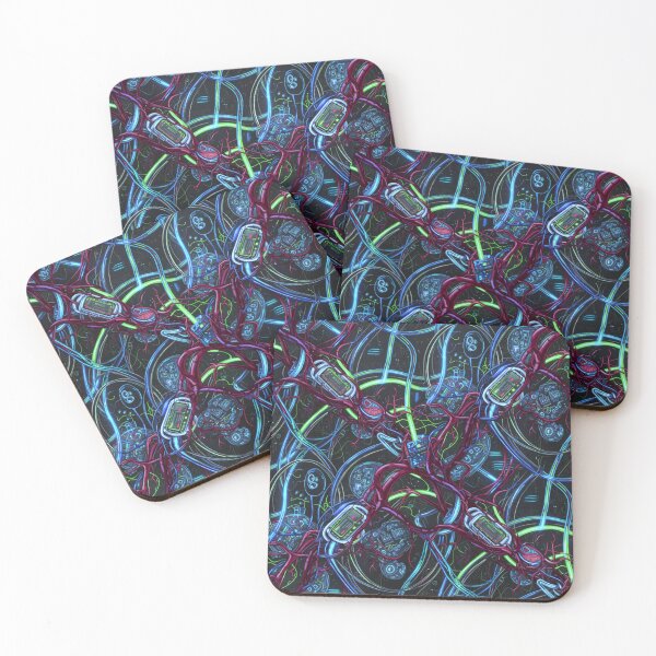 Item preview, Bio-Cybernetic Fabric | Pattern of Neural Microchips and Neon Blood Vessels | Dark Science Fiction and Futuristic Technology designed and sold by DibuHumor.
