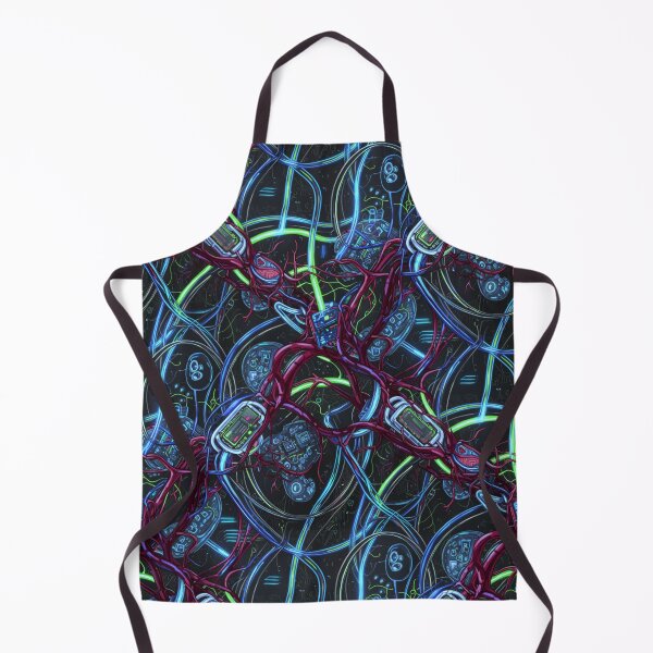 Item preview, Bio-Cybernetic Fabric | Pattern of Neural Microchips and Neon Blood Vessels | Dark Science Fiction and Futuristic Technology designed and sold by DibuHumor.