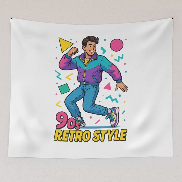 Item preview, 90s Retro Style Young Man Poster – Colorful Nostalgic Vibes designed and sold by Vectorfever.