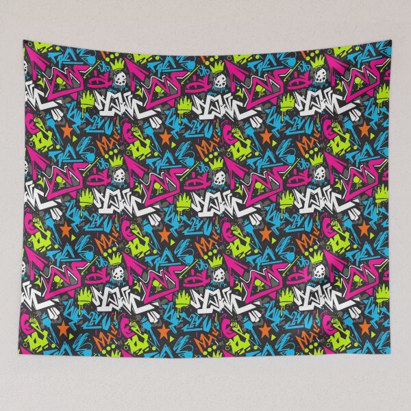 Item preview, Urban Neon Graffiti Pattern | Extravagant Street Art Print | Abstract Tagging Hip Hop and Skate Design designed and sold by DibuHumor.