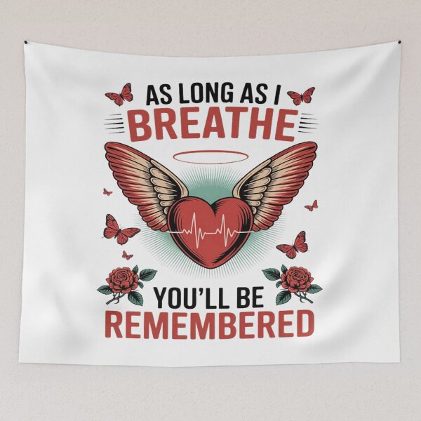 Item preview, As Long As I Breathe You'll Be Remembered Memorial Heart designed and sold by Ikwalima.