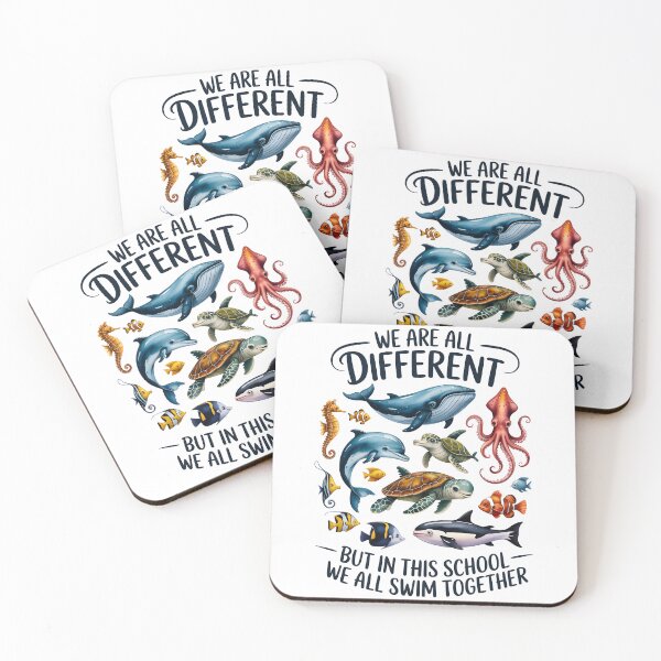 Item preview, We Are All Different But Swim Together – Ocean Animals Teacher Art Back to School designed and sold by SlocifieShop.