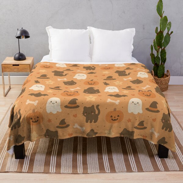Item preview, Cute Halloween Cats Ghosts & Pumpkins Pattern | Cozy Autumn Spooky Seamless Design designed and sold by graphicnew.