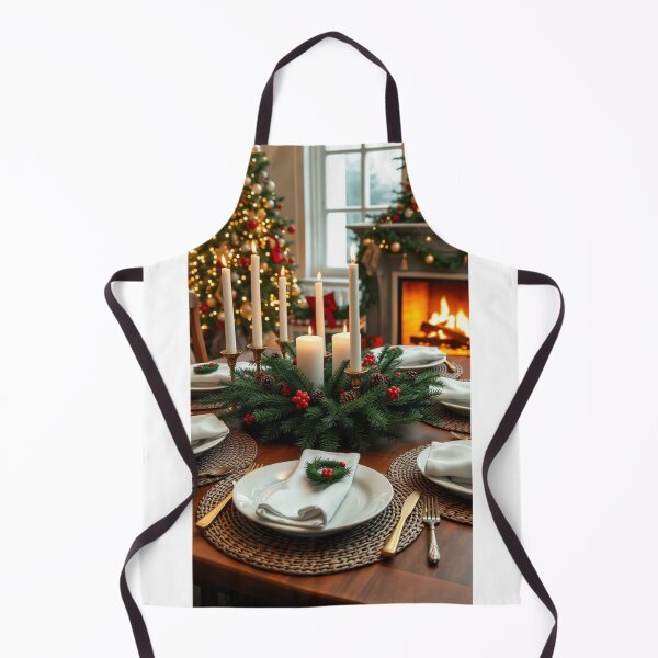 Item preview, Cozy Christmas Dinner Table Setting with Wreath Centerpiece and Fireplace designed and sold by Jade Ado.