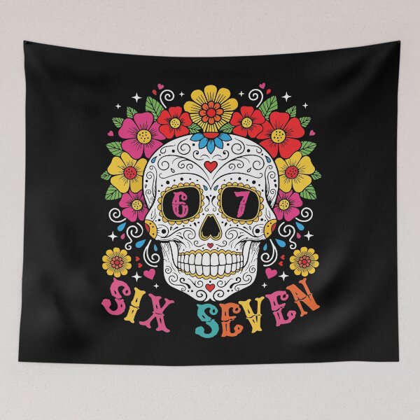 Item preview, Funny Dia De Los Muertos Sugar Skull 67 Meme Design designed and sold by YourArt7.