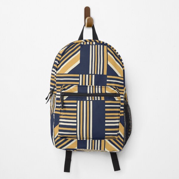 Item preview, Luxurious Art Deco Geometric Pattern | Navy and Mustard Nautical Print | Retro Minimalist Stripe and Block Design designed and sold by DibuHumor.