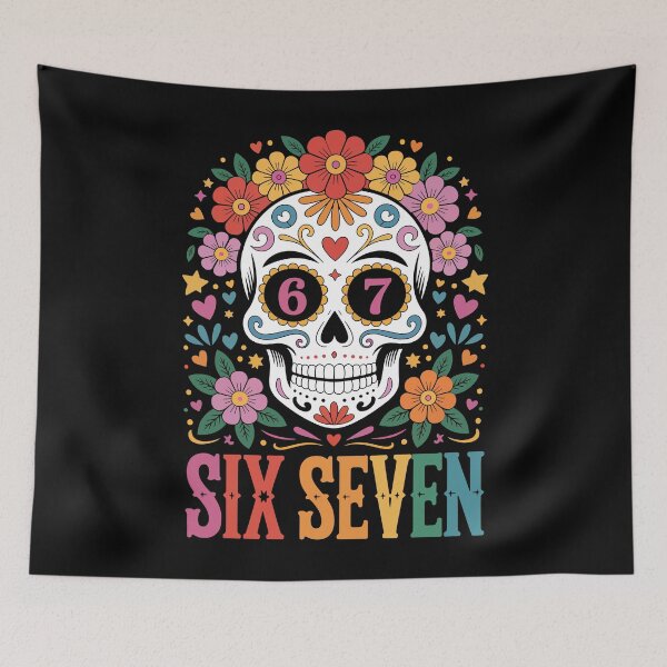 Item preview, Sugar Skull Six Seven 67 Meme Funny Dia De Los Muertos Design designed and sold by YourArt7.