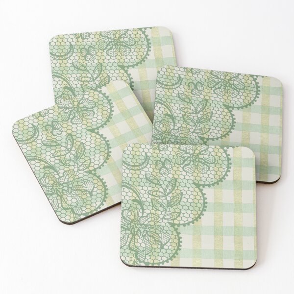 Item preview, Spring Parlour Lace Gingham Linen inspired Sage Heritage Pattern designed and sold by Heritage Hive Studio.