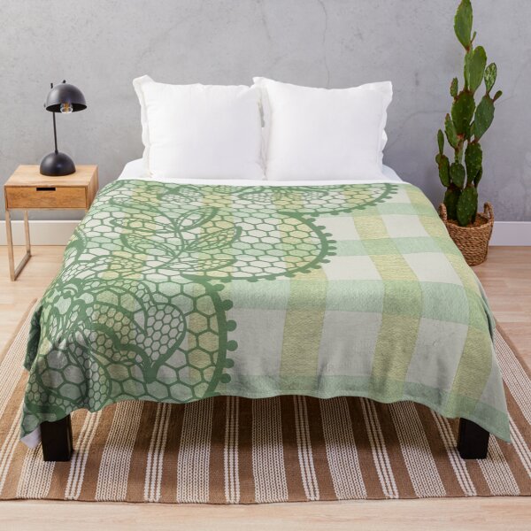 Item preview, Spring Parlour Lace Gingham Linen inspired Sage Heritage Pattern designed and sold by Heritage Hive Studio.