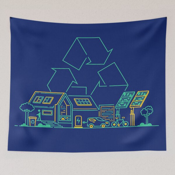 Item preview, concept of ecohouse, graphic of home that eco-friend with environment presented with outline style designed and sold by NiamLab.