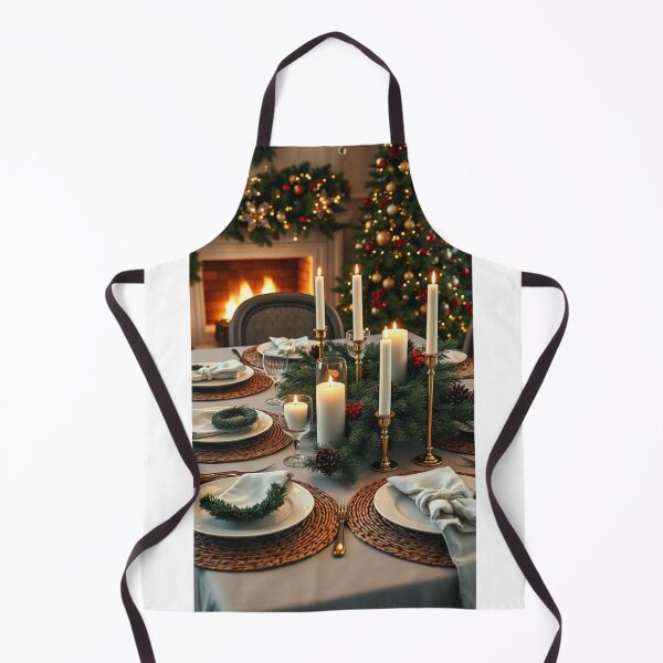 Item preview, Classic Christmas Dinner Setting with Glowing Candles, Festive Centerpiece, and Fireplace Ambiance designed and sold by Jade Ado.