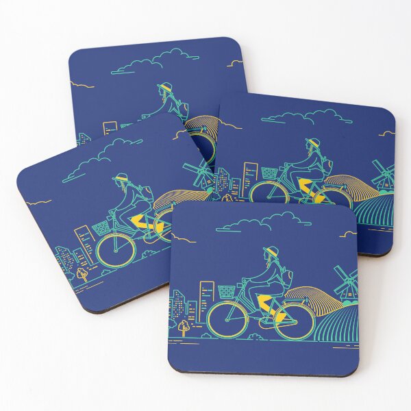 Item preview, concept of ecotourism or green transportation, graphic of traveler cycling on bicycle with natural and city view designed and sold by NiamLab.