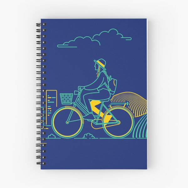 Item preview, concept of ecotourism or green transportation, graphic of traveler cycling on bicycle with natural and city view designed and sold by NiamLab.