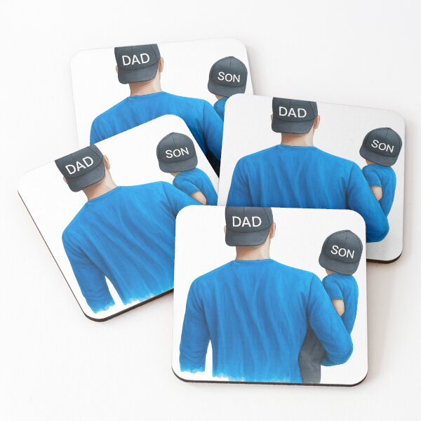 Item preview, Emotional Father and Son Bond Illustration in Blue designed and sold by CoolGTees.