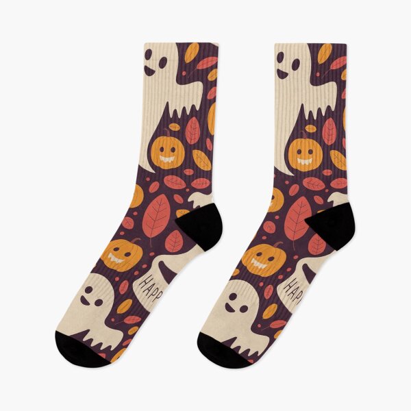 Item preview, Happy Halloween Ghost & Pumpkin Pattern | Cute Spooky Autumn Seamless Design designed and sold by graphicnew.