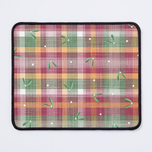 Item preview, Cute Scattered Mistletoe Sprigs & Berries on Red Green Gold & White Tartan Plaid Background designed and sold by piptompatternco.