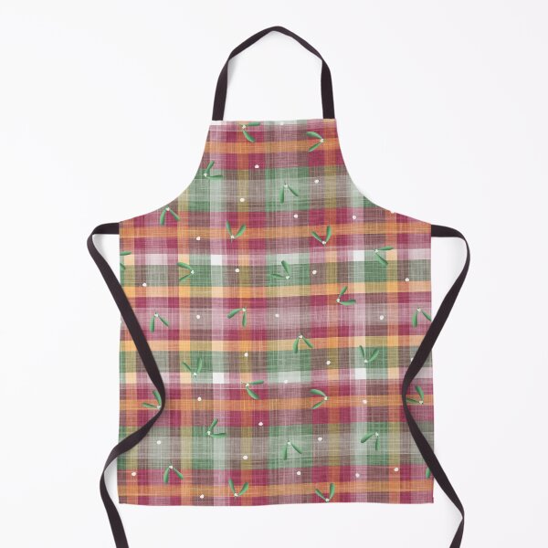 Item preview, Cute Scattered Mistletoe Sprigs & Berries on Red Green Gold & White Tartan Plaid Background designed and sold by piptompatternco.