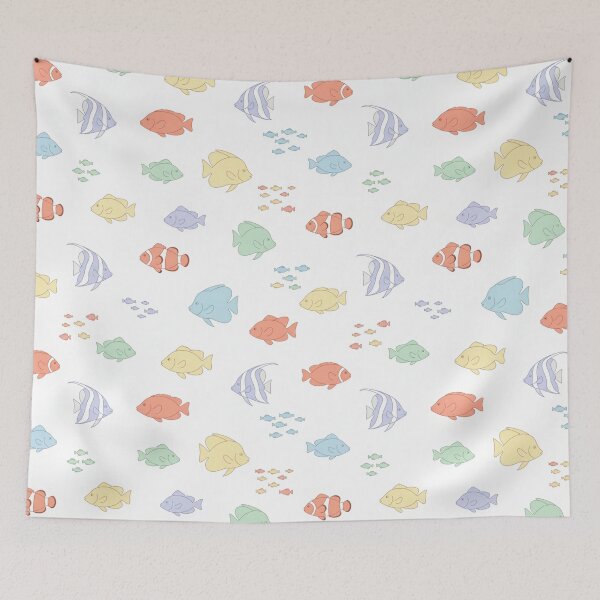 Item preview, Kawaii Pastel Tropical Fish Pattern | Cute Ocean Print for Nursery | Soft, Light-Colored Underwater Design designed and sold by DibuHumor.