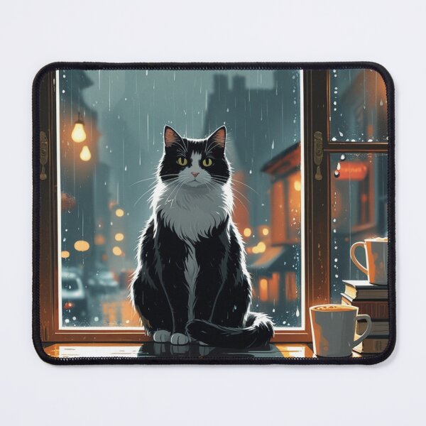 Artikelvorschau, Katze am verregneten Fenster – Blick zurück auf dich entworfen und verkauft von LEO'S CREATURE れおずくりーちゃー.