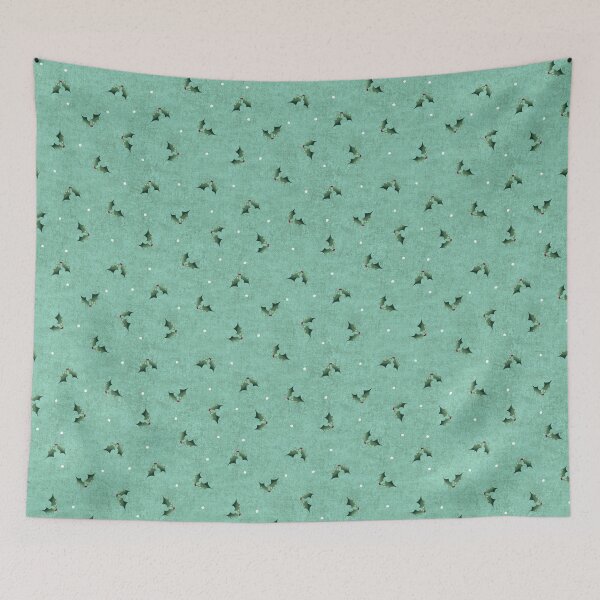 Item preview, Cute Scattered Holly Leaves & Berries on Teal Green Background designed and sold by piptompatternco.