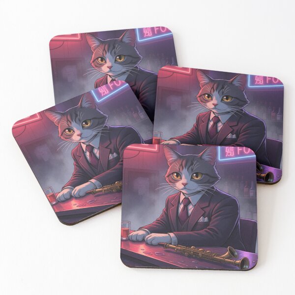 Item preview, Jazz Bar Cat Lounge Retro City Cat  designed and sold by Neko-Doodle-co.