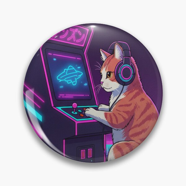 Item preview, Synthwave Arcade Cat Retro 90s Anime designed and sold by Neko-Doodle-co.