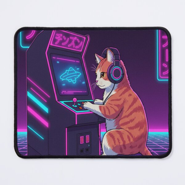 Item preview, Synthwave Arcade Cat Retro 90s Anime designed and sold by Neko-Doodle-co.