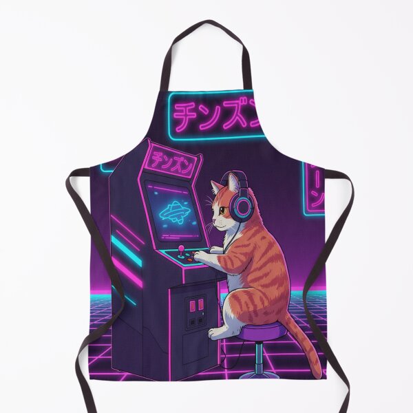 Item preview, Synthwave Arcade Cat Retro 90s Anime designed and sold by Neko-Doodle-co.