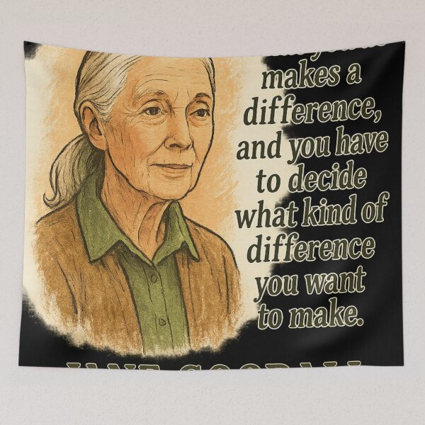 Item preview, Jane Goodall “Make a Difference” Inspirational Quote Design designed and sold by LatestDesign95.
