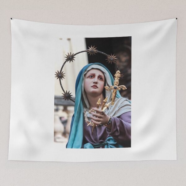 Item preview, Virgin Mary Statue With Halo and Cross For Processions or Religious Decor designed and sold by Nmallia.