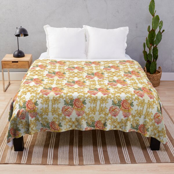 Item preview, Royal Luxury Pink Orange and Gold Vintage Baroque Peonies Pattern designed and sold by scicilysimonee.