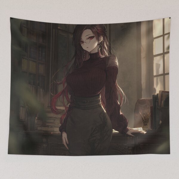 Item preview, Elegant Scholar - Red-Haired Anime Librarian designed and sold by Chris349.