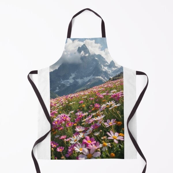 Item preview, Majestic Peak Over Wildflower Paradise | Pink & White Alpine Blossom Field designed and sold by Vida e Arte.