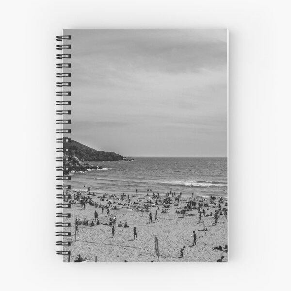 Item preview, Black and White Beach Scene With Crowded Shoreline, People, and Ocean Waves designed and sold by Nmallia.