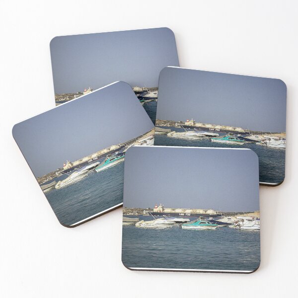 Item preview, Harbor Scene With Motor Boats and Large LNG Ship in Calm Coastal Waters designed and sold by Nmallia.