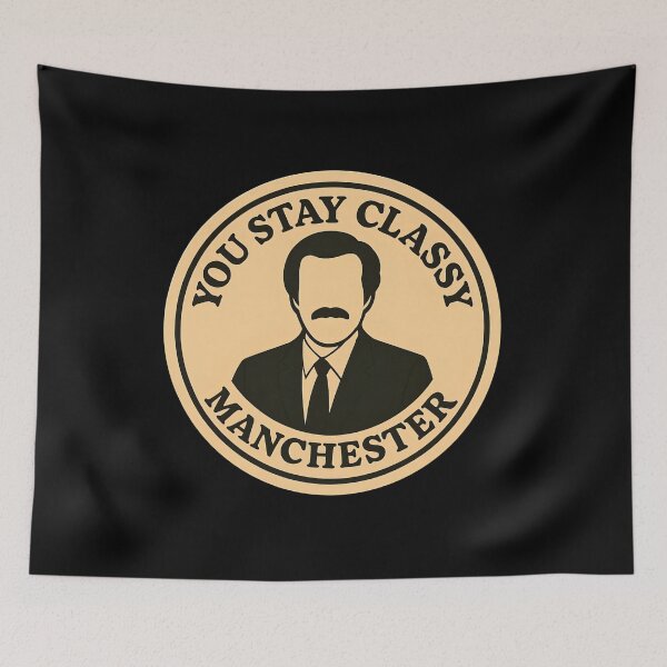Item preview, Anchorman Inspired Retro UK Print: Manchester designed and sold by PinUpPizzazz.