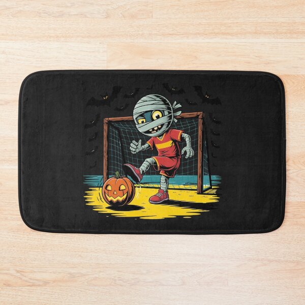 Item preview, Neon Mummy Playing Beach Soccer with Glowing Pumpkin Ball | Halloween Sports Cartoon designed and sold by ColorSplash123.