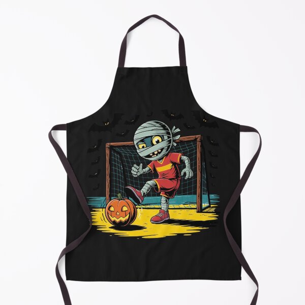 Item preview, Neon Mummy Playing Beach Soccer with Glowing Pumpkin Ball | Halloween Sports Cartoon designed and sold by ColorSplash123.