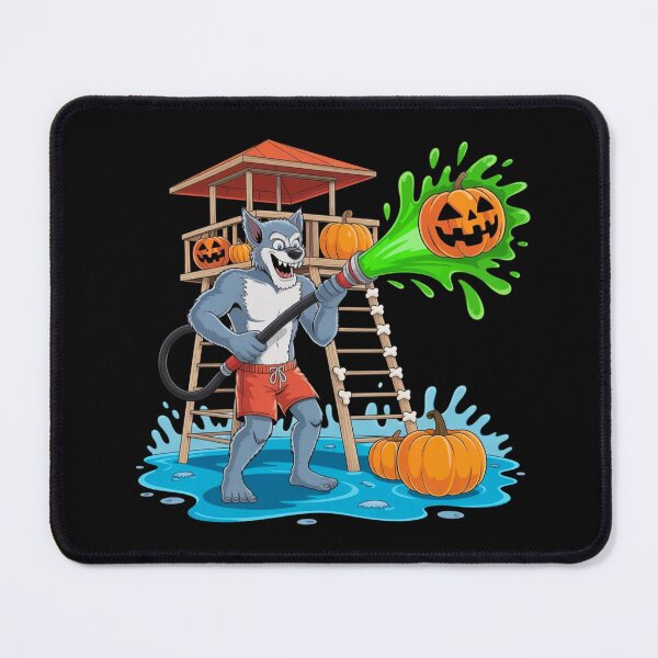 Item preview, Neon Werewolf Firefighter with Pumpkin Hose | Summer Halloween Cartoon Art designed and sold by ColorSplash123.
