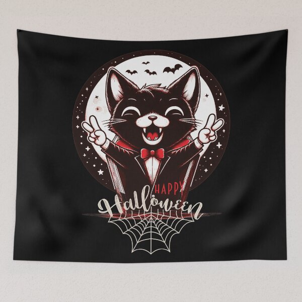 Item preview, Happy Halloween Vampire Cat Peace Sign6 designed and sold by HappyHavenStu.