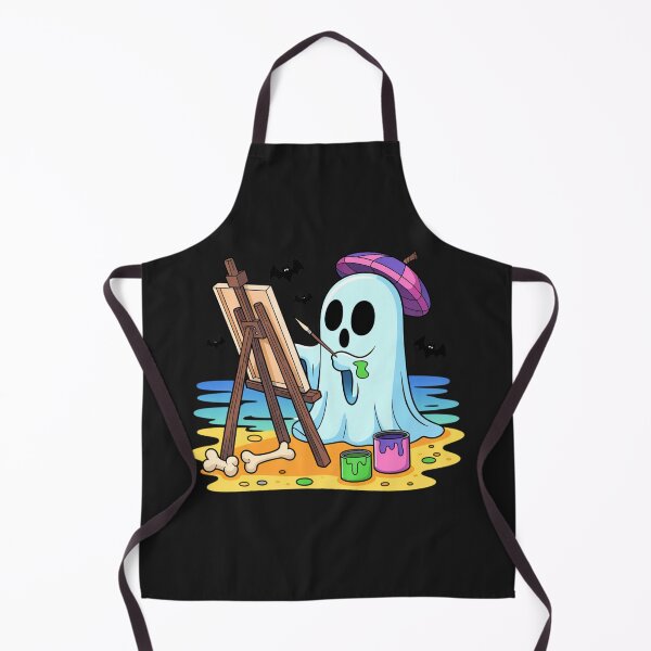 Item preview, Ghost Artist with Pumpkin Paint and Slime Colors | Summer Halloween Cartoon Design designed and sold by ColorSplash123.