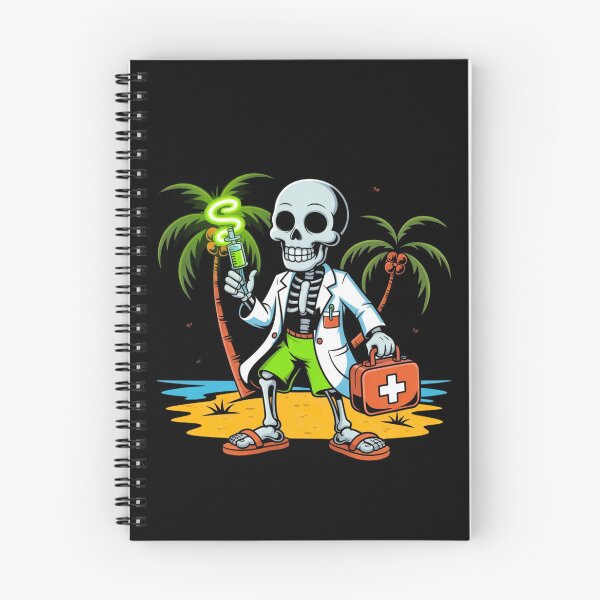 Item preview, Neon Skeleton Doctor with Pumpkin First-Aid Kit | Funny Halloween Summer Cartoon designed and sold by ColorSplash123.