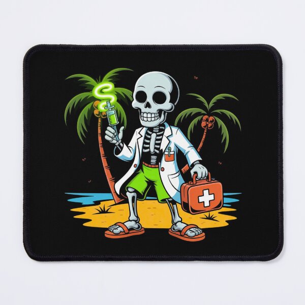 Item preview, Neon Skeleton Doctor with Pumpkin First-Aid Kit | Funny Halloween Summer Cartoon designed and sold by ColorSplash123.