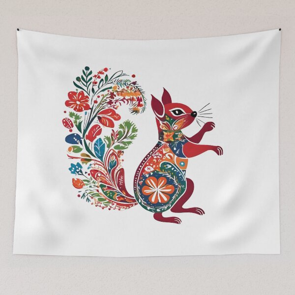 Item preview, Christmas Folk Squirrel – Polish Wycinanki Paper Cut Holiday Art, wiewiórka,  designed and sold by AmberWit.